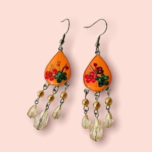 Pressed flower dangle earrings